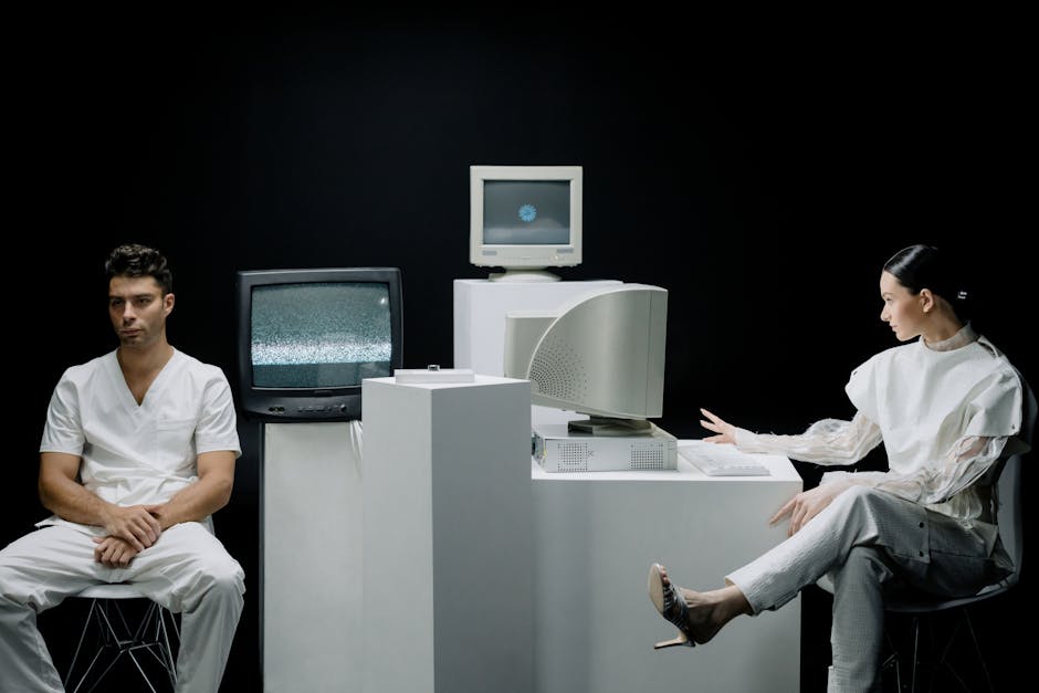 책상 위에 놓인 두꺼운 브라운관 CRT 모니터