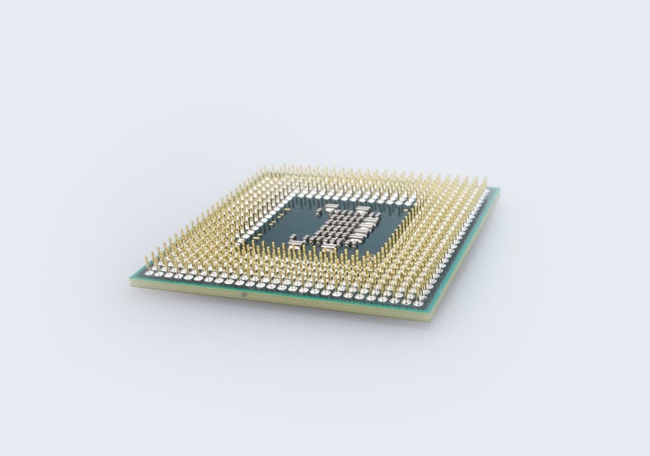 최신 CPU 프로세서의 근접 촬영 모습