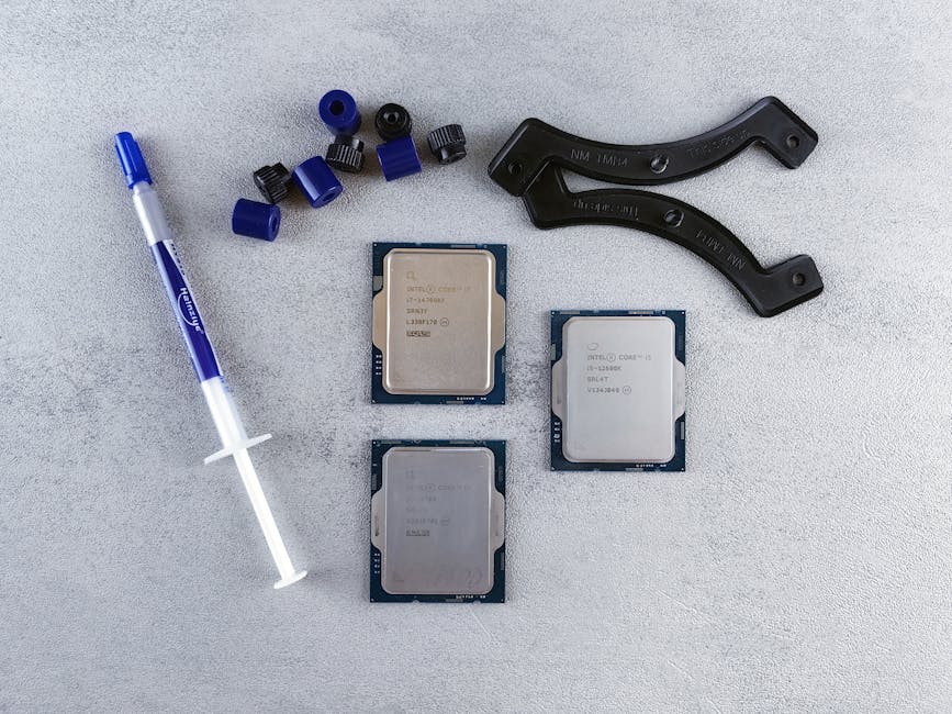 최신 CPU 프로세서의 근접 촬영 모습